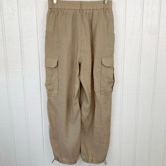 Joie Women Cargo Baggy Jogger High Rise Pants Minimalist Khaki Tan Preppy Small - Picture 6 of 8